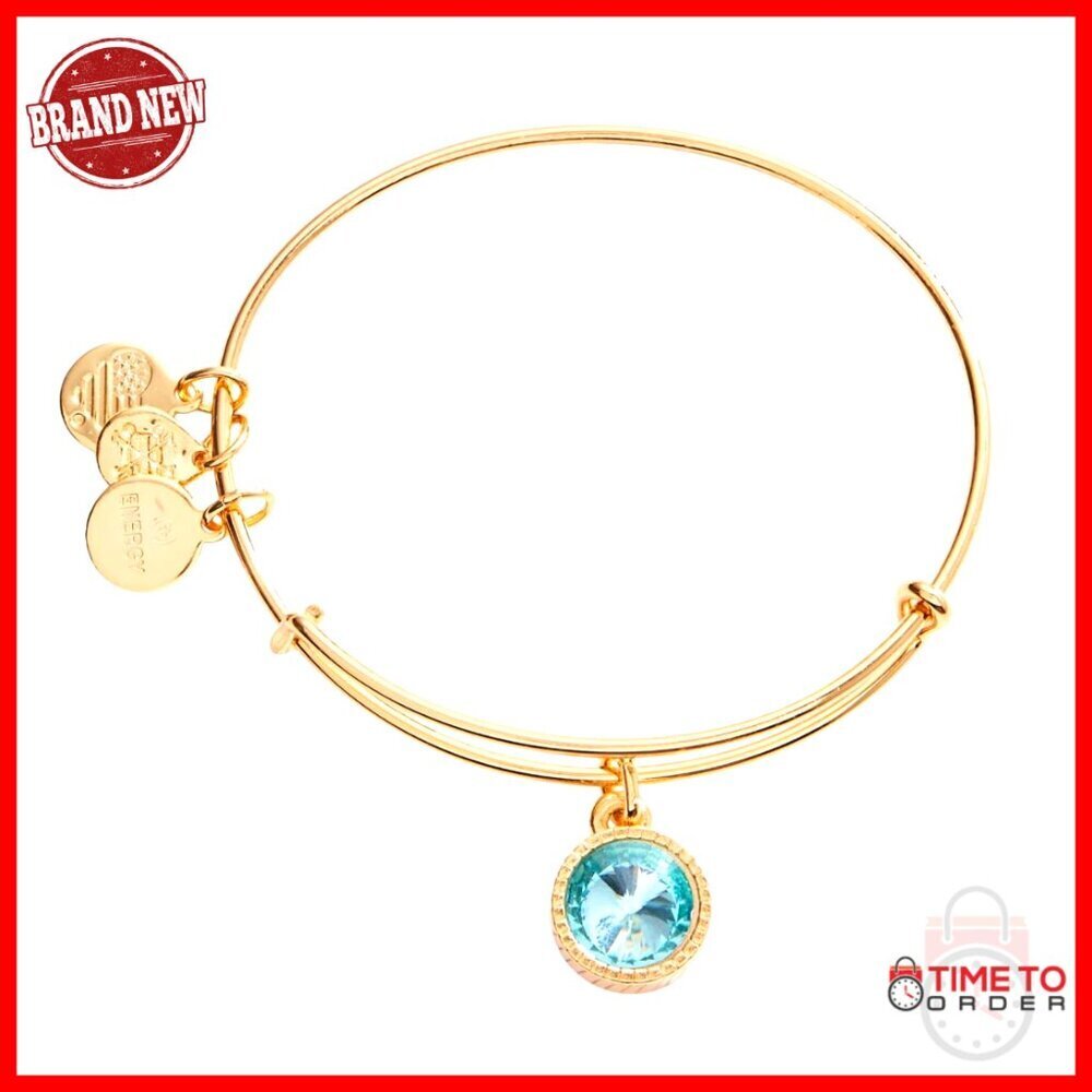 Expandable Birthstone Bangle Bracelet, Adjustable 2-3.5 Inch, Brass